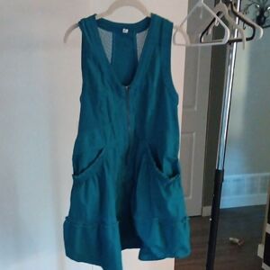 Teal Sleeveless Dress with Pockets